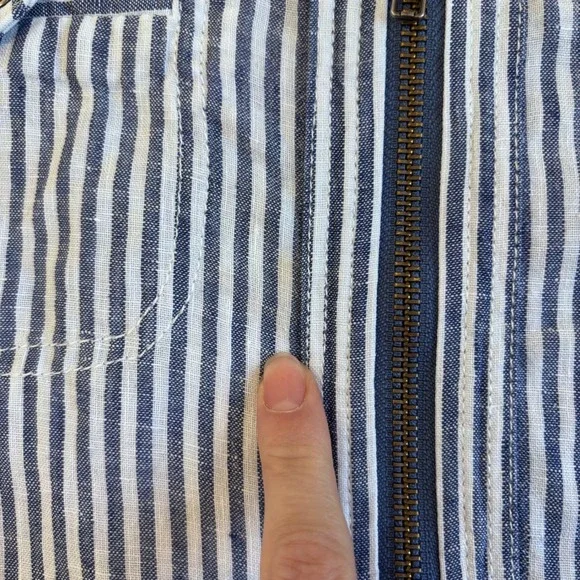 Anthro Cartonnier Blue and White Railroad Stripe Utility Jumpsuit, Size Medium - Picture 10 of 16